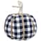 Dark Blue & White Plaid Fall Harvest Tabletop Pumpkin